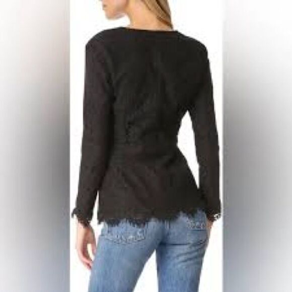 NWT women’s CUPCAKES AND CASHMERE black Tess Lace one hidden button Blazer small - Picture 2 of 9